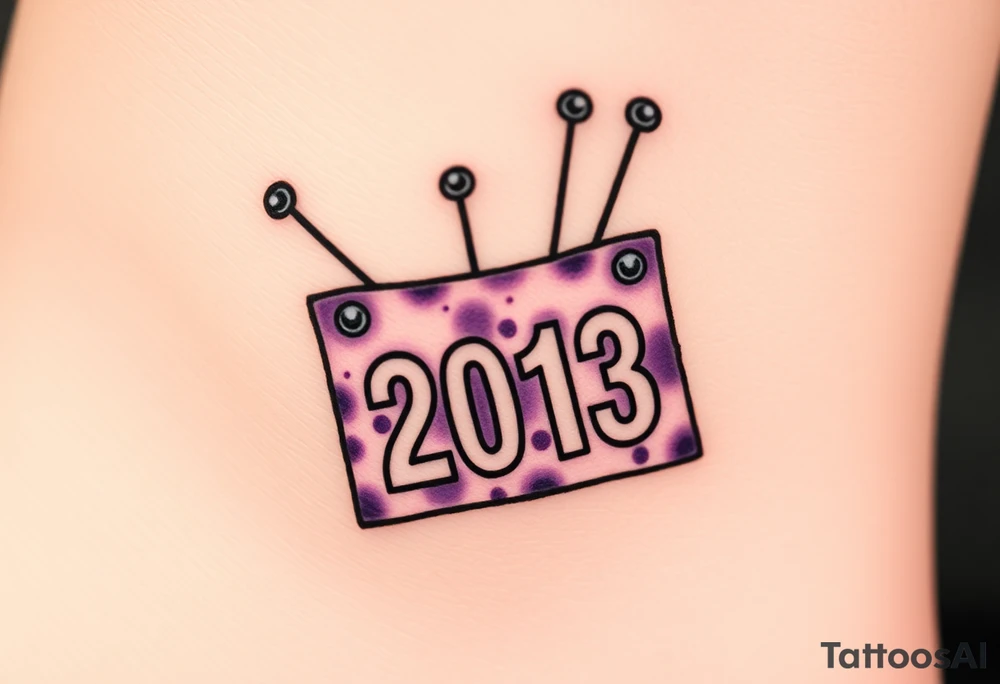 Racing half marathon bib 2013 purple and gold running safety pins piercing the skin running tattoo idea