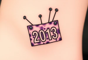 Racing half marathon bib 2013 purple and gold running safety pins piercing the skin running tattoo idea