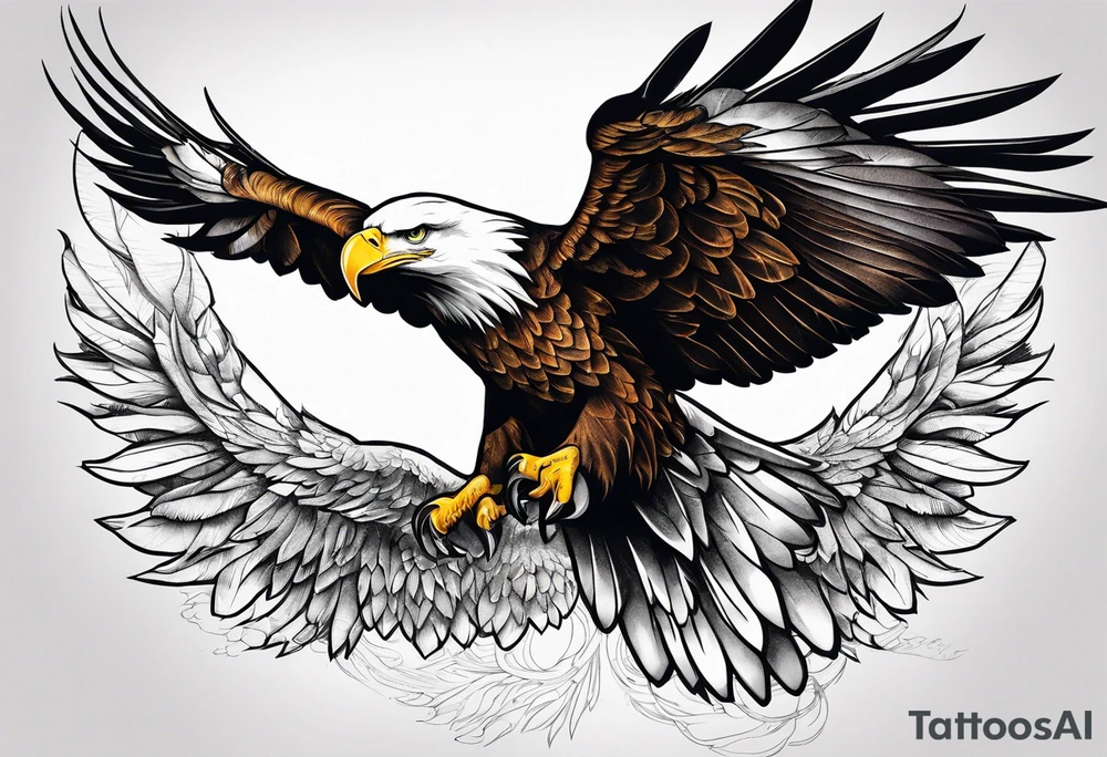 Powerful flying eagle tattoo idea