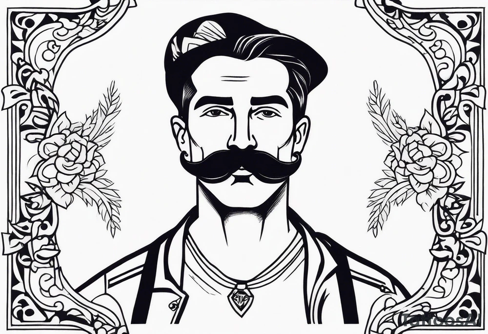 traditional tattoo of man with mustash tattoo idea
