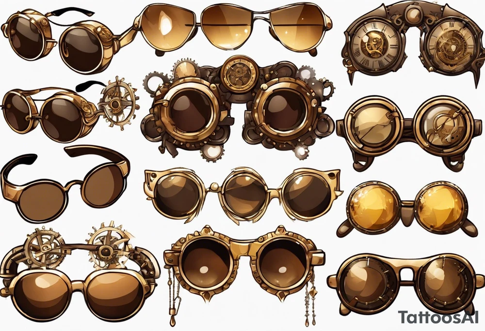 Steampunk
Anime
Gold
Brown
Sunglasses tattoo idea