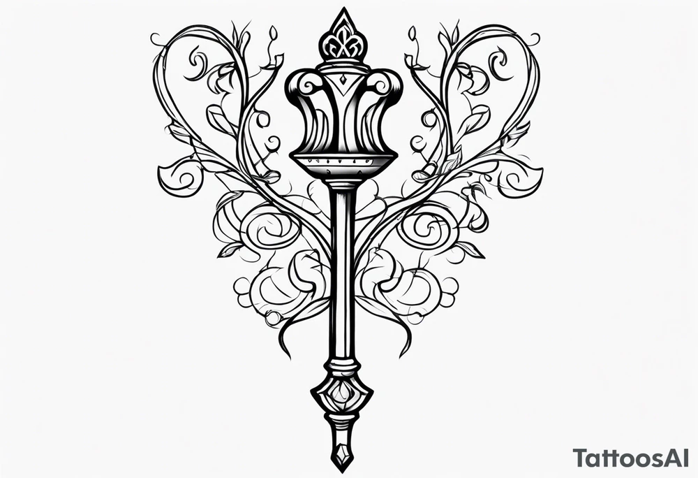 scepter with vines and a crown tattoo idea