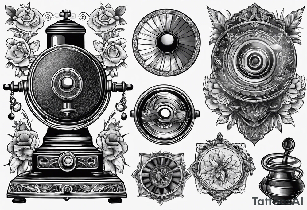 vintage phonograh tattoo idea
