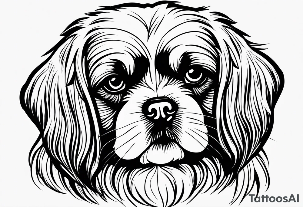A mixed breed Pekingese and Shih-Tzu dog. Just the outline of his face. tattoo idea