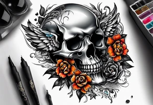 extreme joint pain breaking through skin on arm skull no flowers tattoo idea