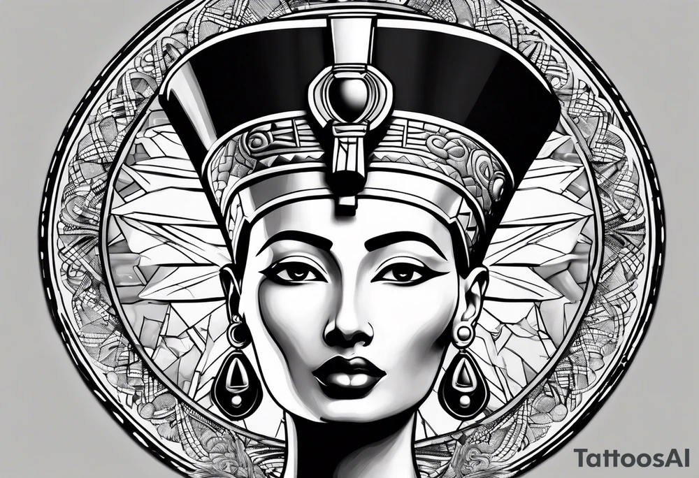 Nefertiti face semi realism tattoo idea