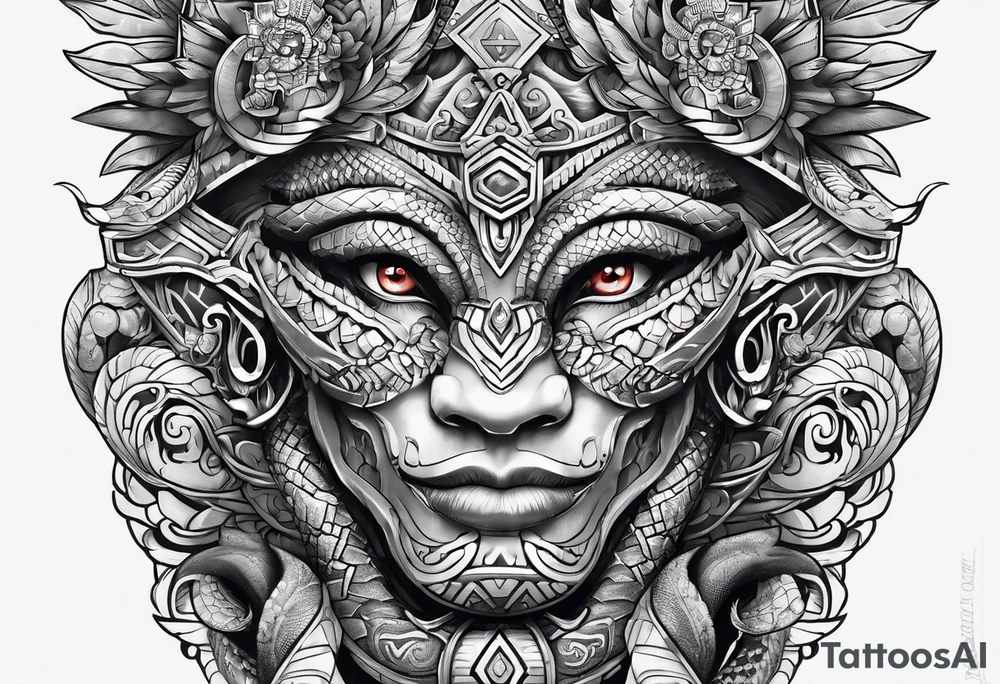 aztec snake sleeve tattoo idea