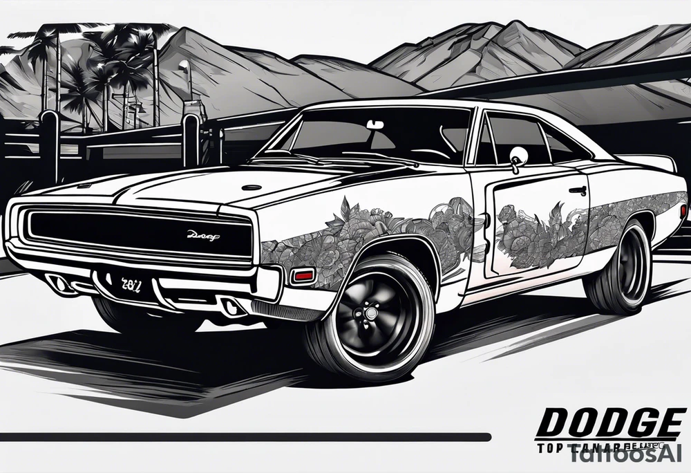 2020 Black Dodge charger tattoo idea