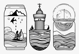 matching 2 separate tattoos . Water related. tattoo idea