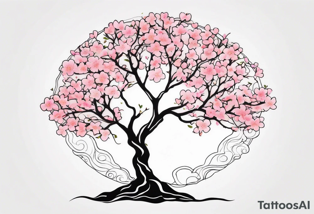 Mother Earth Tree using the cherry blossom tree tattoo idea