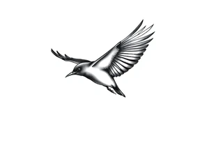 Male European Blackbird flying side profile tattoo idea tattoo idea