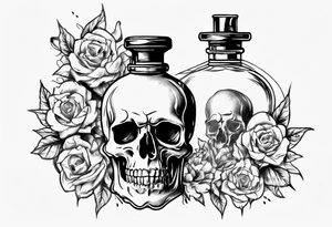 perfume bottle with a scull inside tattoo idea