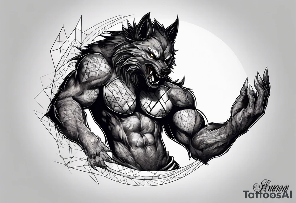 Werewolf with a white and black eye 
hand tattoo tattoo idea