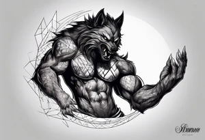 Werewolf with a white and black eye 
hand tattoo tattoo idea