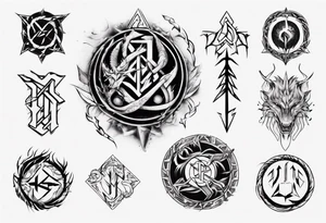 Nórdics runes power with  dragón tattoo idea