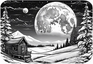 Snow machine,
snowshoes and a moon above tattoo idea