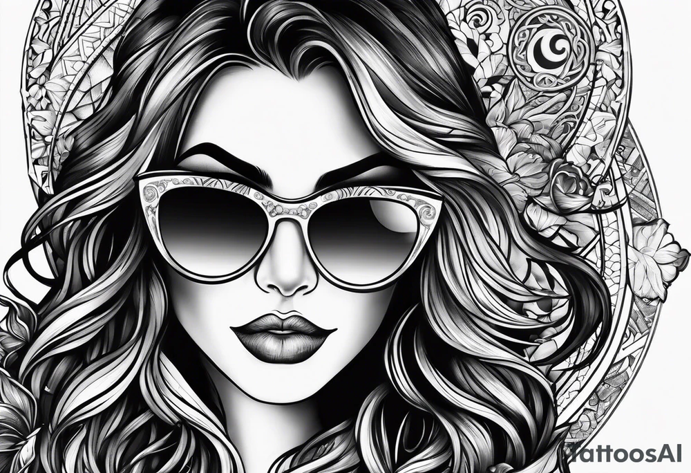 capricorn woman sunglasses big titts tattoo idea