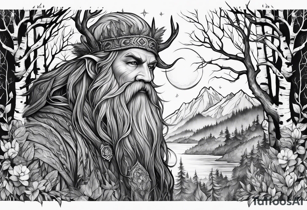 Leshy with birch bark tattoo idea
