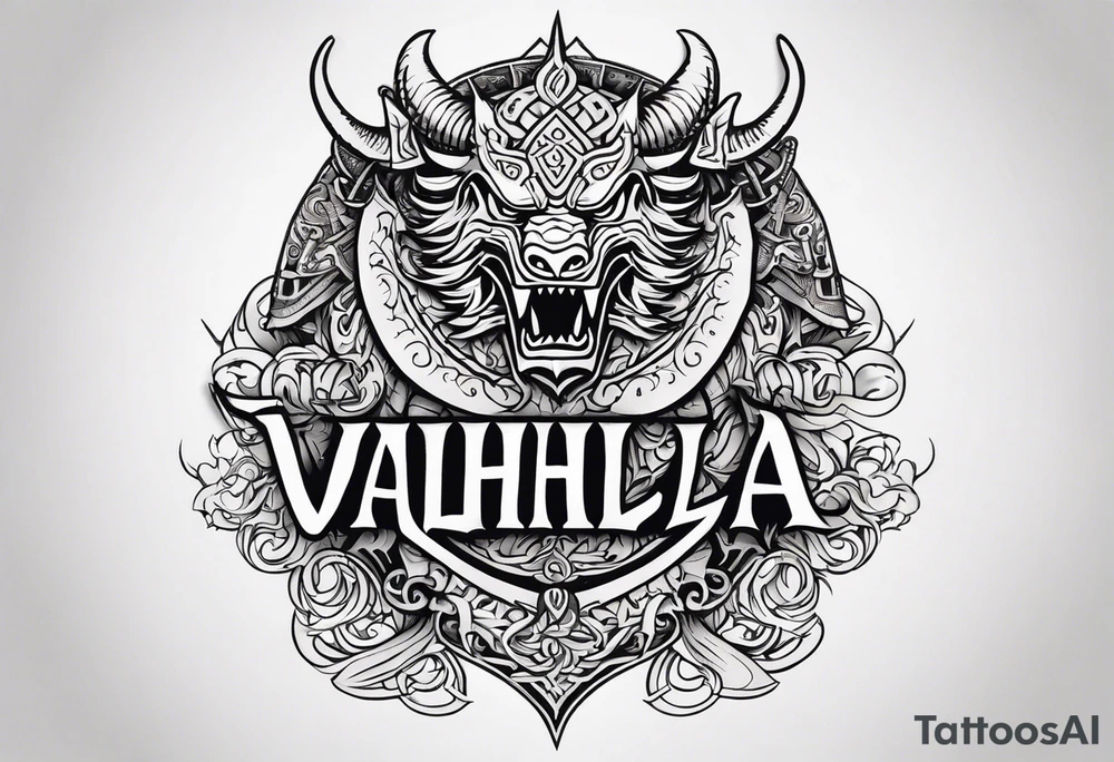 Valhalla sword shield viking ship dragon head tattoo idea Valhalla sword shield viking ship dragon head tattoo idea