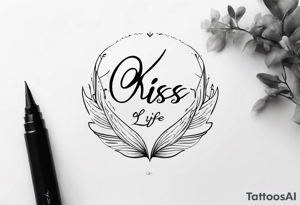 the words 
"kiss of life" in cursive tattoo idea