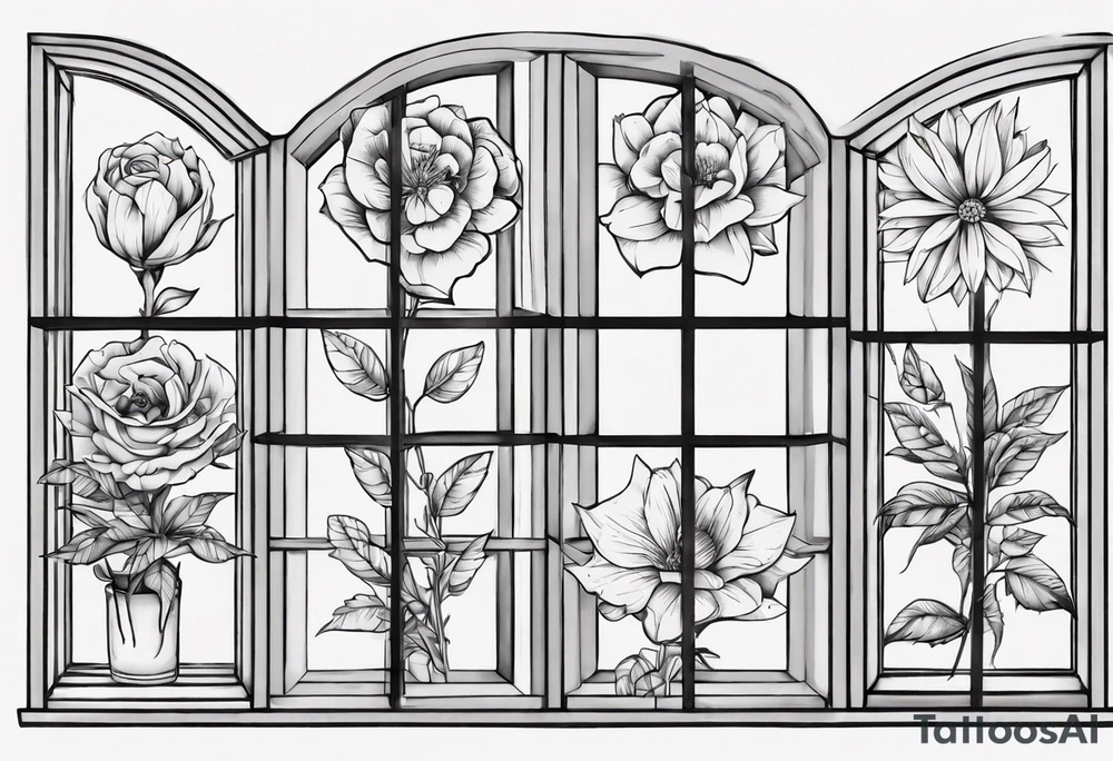 flower in a window tattoo idea