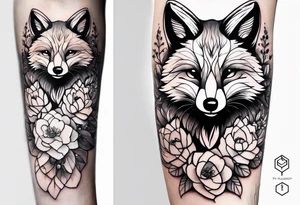 A forearm tattoo of a fox and a honey bee tattoo idea