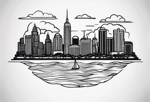 NYC skyline surrounded by the island of cuba tattoo idea