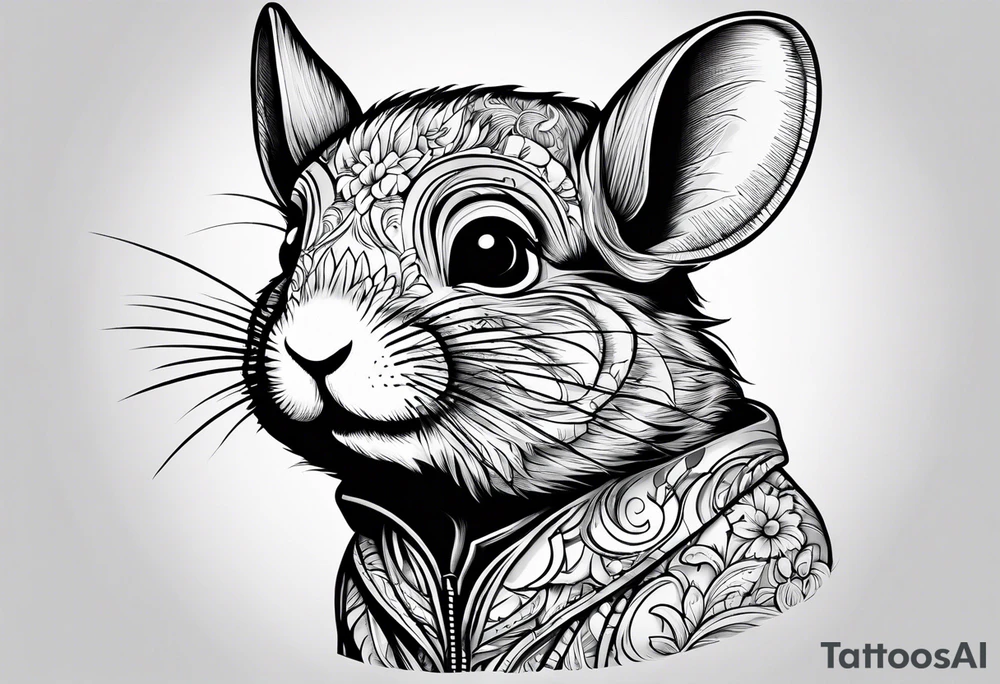 Cute sassy Chinchilla without flowers tattoo idea