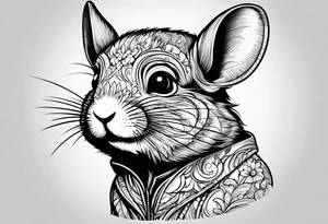 Cute sassy Chinchilla without flowers tattoo idea