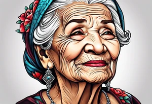 Strong old woman tattoo idea