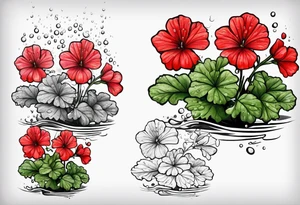Red geraniums in the rain umbrella tattoo idea