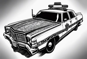 police car on fire tattoo idea