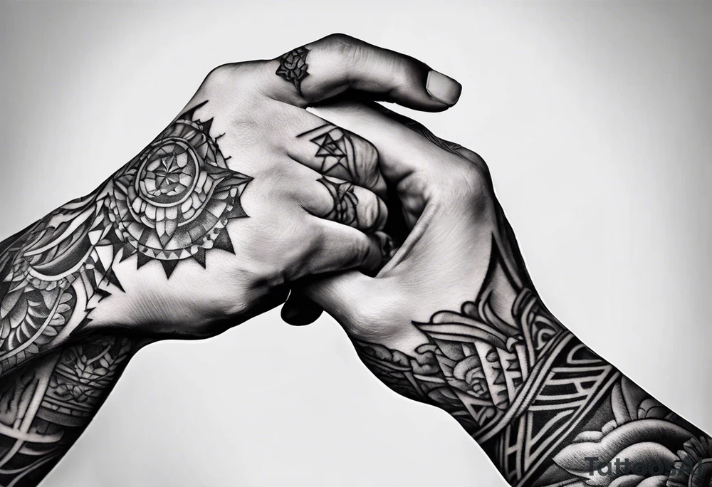tattoo of hands pointing at each other but not touching tattoo idea