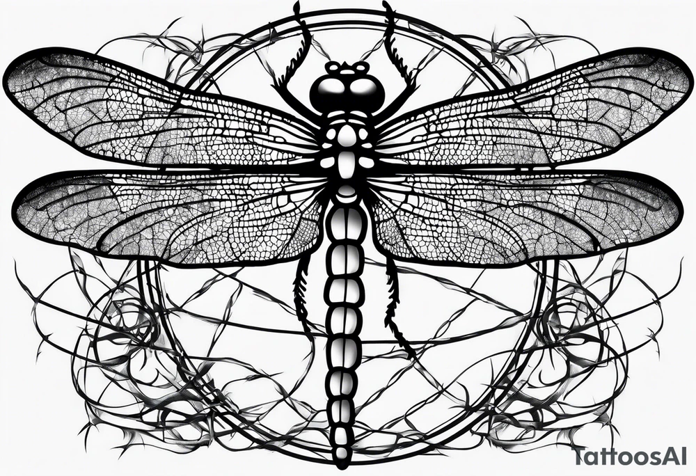 dragonfly made from barbed wire tattoo idea