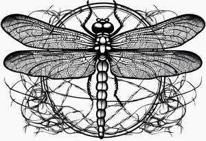 dragonfly made from barbed wire tattoo idea