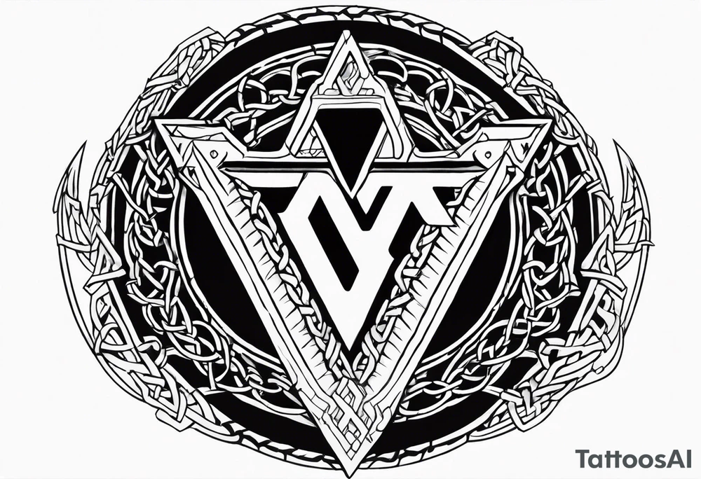 Valhalla round shield axe
Valknut barbed wire chains tattoo idea Valhalla round shield axe
Valknut barbed wire chains tattoo idea