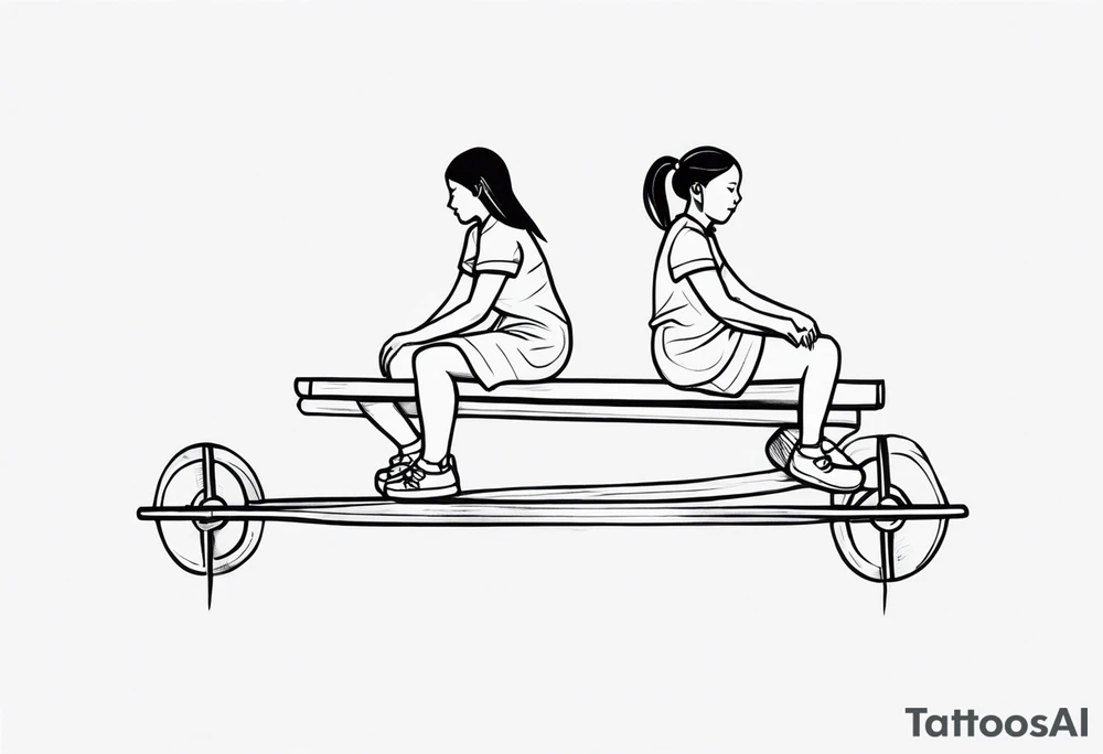 Two girls on a teeter totter tattoo idea