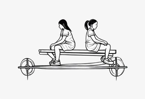 Two girls on a teeter totter tattoo idea