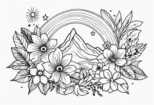 Western floral and stars tattoo idea