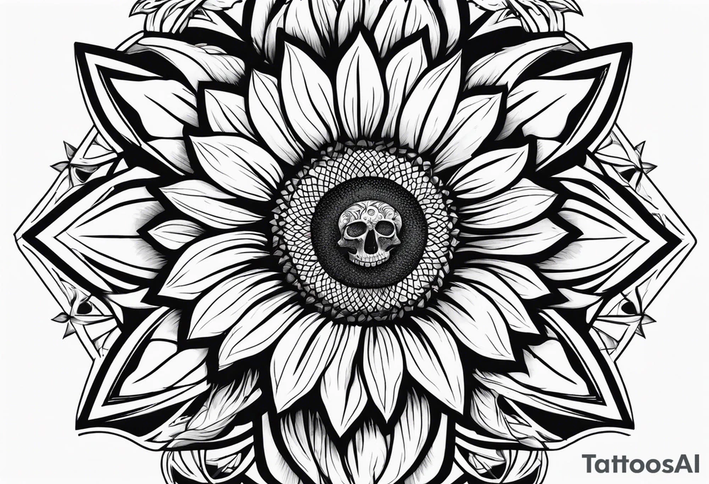 Sunflower, skull,
 mental health tattoo idea