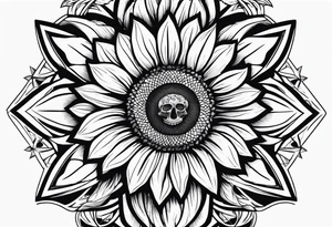 Sunflower, skull,
 mental health tattoo idea