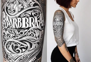 barbara as a sleeve tattoo outside shaded but the inside is clear tattoo idea