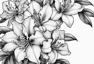 Azaleas with buds along branch tattoo idea