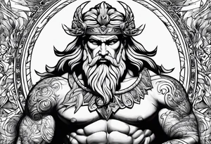 Masculine 
Zeus with thunder bolts tattoo idea