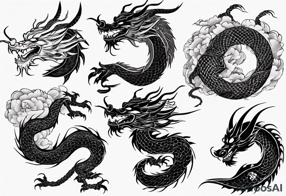 Chinese dragon with scales tattoo idea