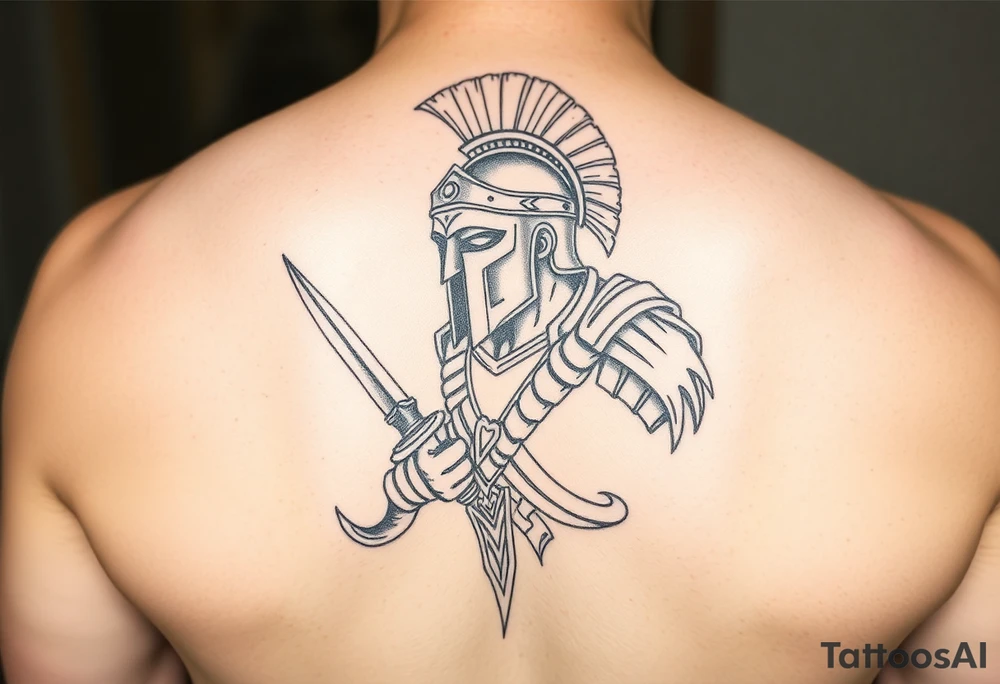 Spartan warrior protecting, guiding, leading, and defining the path for the ones he loves tattoo idea