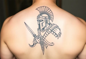 Spartan warrior protecting, guiding, leading, and defining the path for the ones he loves tattoo idea