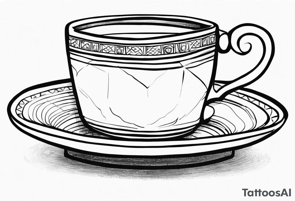 The outside should look like a stamp. So a stylus edge and a square and on the inside there should be a drawing of a Turkish teacup, i.e. a chai. tattoo idea