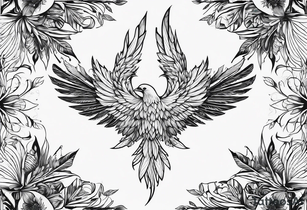 pheonix fine linework arrows tattoo idea