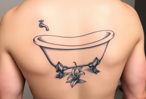 clawfoot bathtub with faucet and lily coming up out the floor tattoo idea